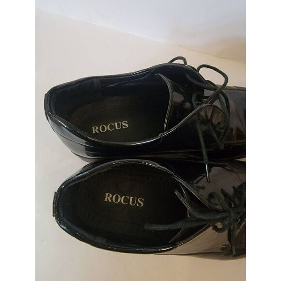 Rocus Men\'s Black Lace-Up Square Toe Dress Shoes Size 9.5